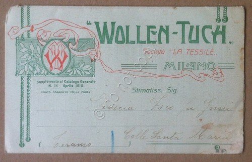 Storia postale - Listino prezzi Wollen-Tuch Società La tessile 1910 | Immagine principale