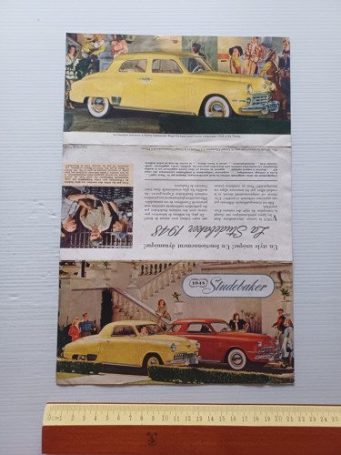 Studebaker produzione modelli 1948 depliant USA originale testo francese