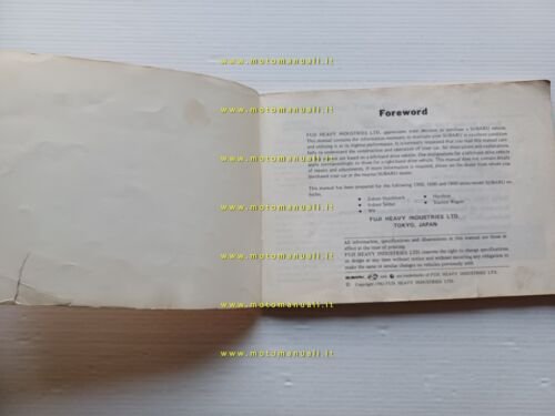 SUBARU 1300 - 1600 - 1800 1982 manuale uso manutenzione …