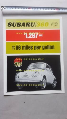 SUBARU 360 depliant originale anni 60 INGLESE auto brochure