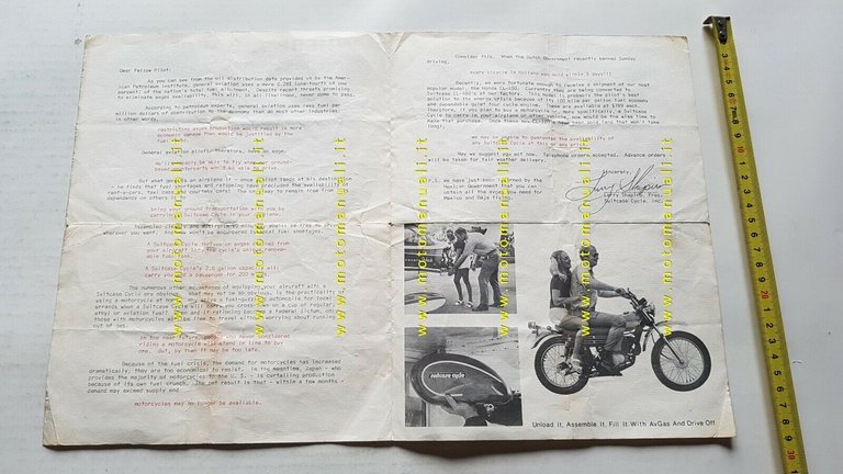 Suitcase CL 100 moto depliant USA anni 70 originale brochure