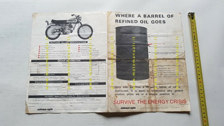 Suitcase CL 100 moto depliant USA anni 70 originale brochure
