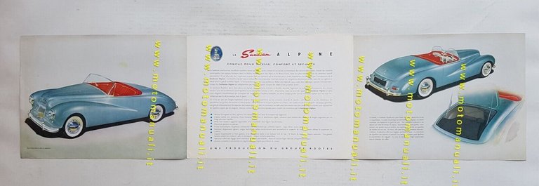 Sunbeam Alpine 1953 depliant originale francese - FRENCH TEXT