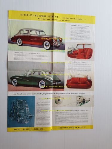 Sunbeam MK III 1955 depliant pubblicitario originale francese