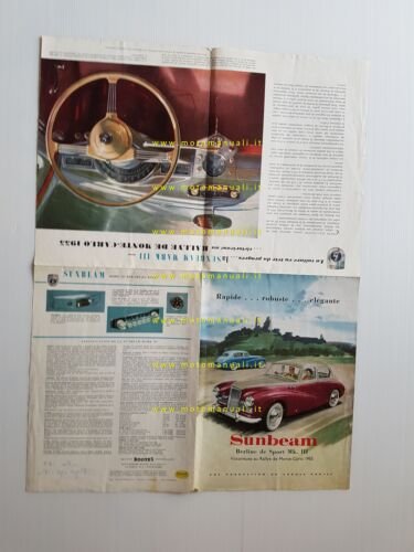Sunbeam MK III 1955 depliant pubblicitario originale francese