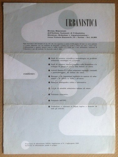 Supplemento pubblicitario rivista Urbanistica 1949 - direttore Adriano Olivetti | Immagine principale