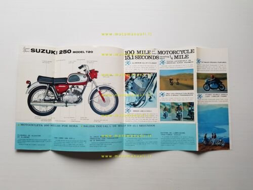 Suzuki 250 T20 Supersport 1967 depliant originale inglese