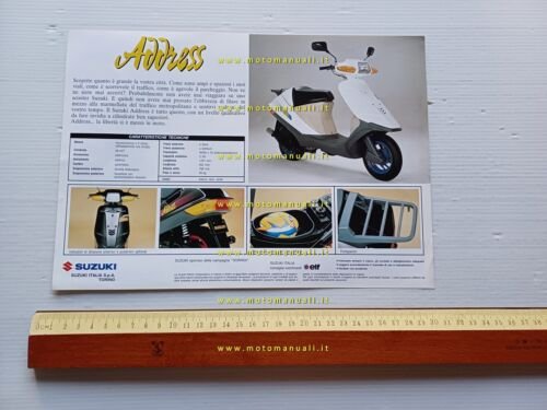 Suzuki Address 50 scooter 1992 depliant originale ITALIANO