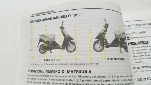 SUZUKI AP 50 S 1995 manuale officina SCOOTER ITALIANO originale