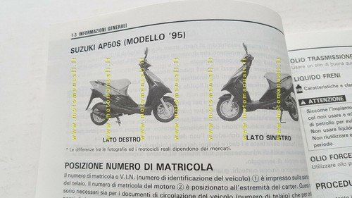 SUZUKI AP 50 S 1995 manuale officina SCOOTER ITALIANO originale