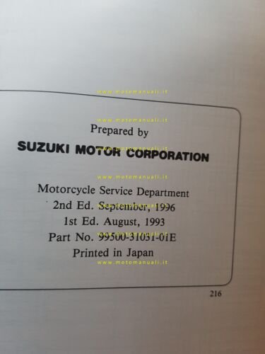 Suzuki DR 125 SE 1993-96 manuale officina originale inglese