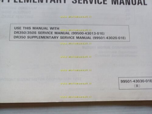 Suzuki DR 350 SE 1993 AGGIORNAMENTO manuale officina inglese originale