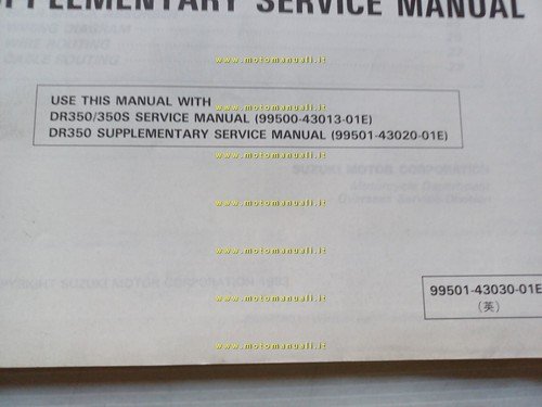 Suzuki DR 350 SE 1993 AGGIORNAMENTO manuale officina inglese originale