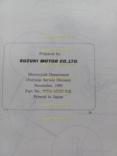 Suzuki DR 350 SE 1993 AGGIORNAMENTO manuale officina inglese originale