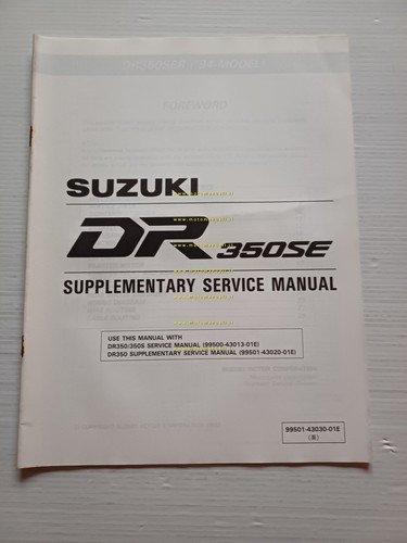 Suzuki DR 350 SE 1994 AGGIORNAMENTO manuale officina originale TESTO …