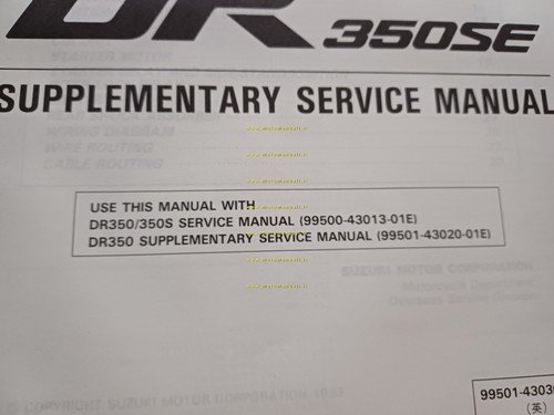 Suzuki DR 350 SE 1994 AGGIORNAMENTO manuale officina originale TESTO …