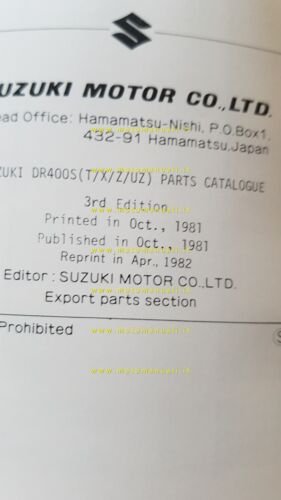 Suzuki DR 400 ST - SX - SZ 1982 catalogo …