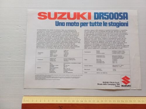 SUZUKI DR 500 SA 1985 depliant italiano originale