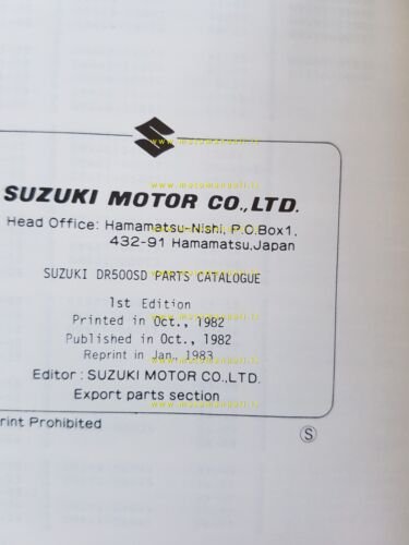 Suzuki DR 500 SD 1982 catalogo ricambi originale