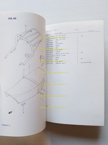 Suzuki DR 500 SD 1982 catalogo ricambi originale