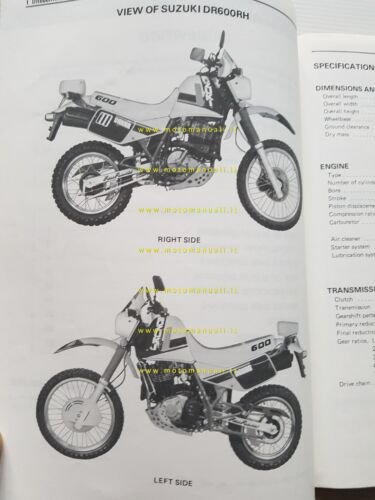 Suzuki DR 600-500 S-R 1987 AGGIORNAMENTO manuale officina originale