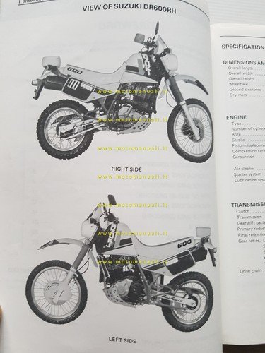 Suzuki DR 600-500 S-R 1987 AGGIORNAMENTO manuale officina originale