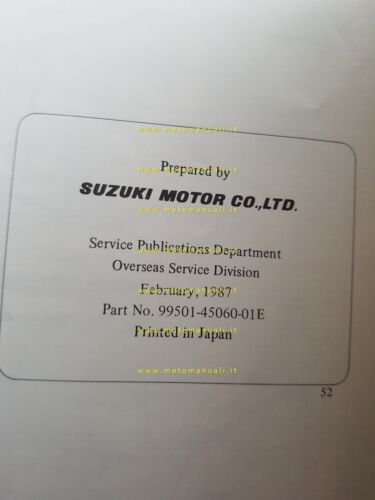 Suzuki DR 600-500 S-R 1987 AGGIORNAMENTO manuale officina originale