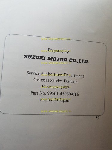 Suzuki DR 600-500 S-R 1987 AGGIORNAMENTO manuale officina originale