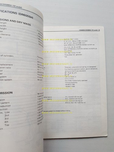 Suzuki DR 600-500 S-R 1987 AGGIORNAMENTO manuale officina originale