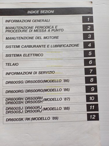 SUZUKI DR 600 SF 1985 manuale officina riparazione ITALIANO originale