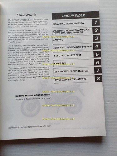 Suzuki DR 650 R-S 1993 manuale officina INGLESE originale