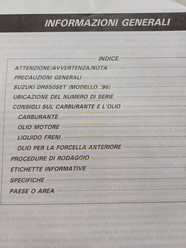 Suzuki DR 650 SE 1996 manuale officina riparazione ITALIANO originale