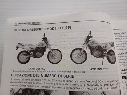 Suzuki DR 650 SE 1996 manuale officina riparazione ITALIANO originale