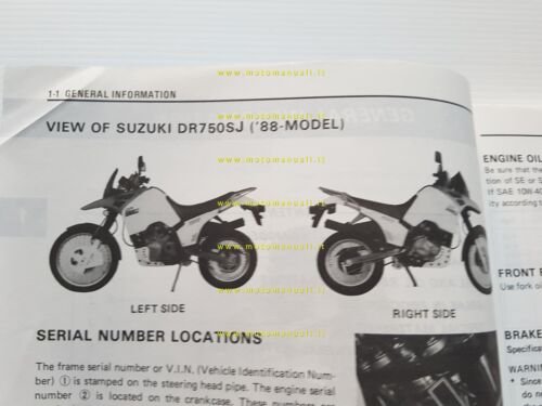 Suzuki DR 750 S 1988 manuale officina originale inglese