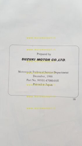 Suzuki DR 750 S AGGIORNAMENTO 1988 manuale officina INGLESE originale