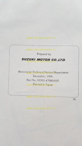 Suzuki DR 750 S AGGIORNAMENTO 1988 manuale officina INGLESE originale