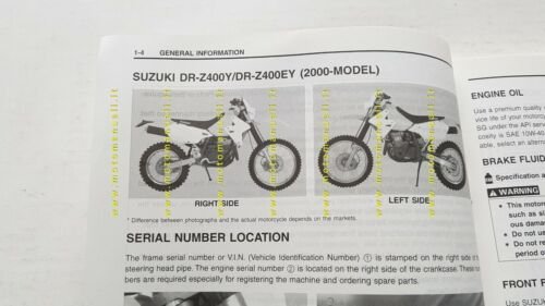 Suzuki DR-Z 400 E 2000 manuale officina ENGLISH originale WORKSHOP …
