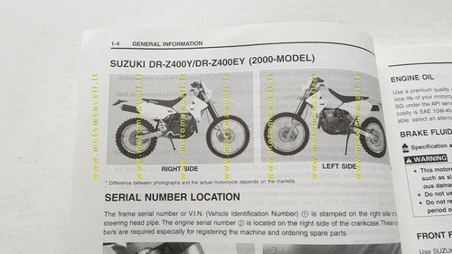 Suzuki DR-Z 400 E 2000 manuale officina ENGLISH originale WORKSHOP …