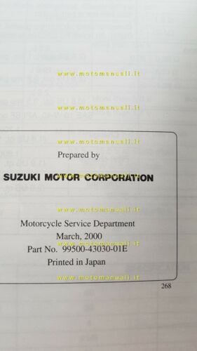 Suzuki DR-Z 400 S 2000 manuale officina ENGLISH originale WORKSHOP …