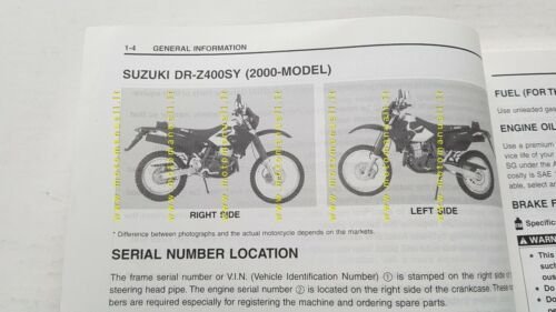 Suzuki DR-Z 400 S 2000 manuale officina ENGLISH originale WORKSHOP …
