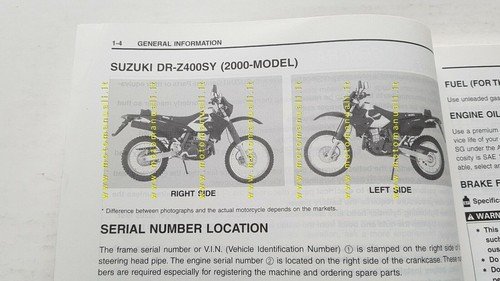 Suzuki DR-Z 400 S 2000 manuale officina ENGLISH originale WORKSHOP …
