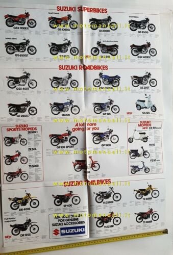 SUZUKI gamma produzione moto 1982 depliant INGLESE originale brochure ENGLISH