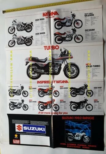 SUZUKI gamma produzione moto 1982 depliant INGLESE originale brochure ENGLISH