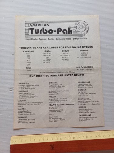 SUZUKI GS 1000 Turbo-Pak kit 1978-79 depliant USA originale