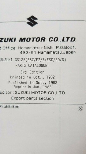 SUZUKI GS 125 Z-E-S-D 1982 catalogo ricambi originale spare parts …