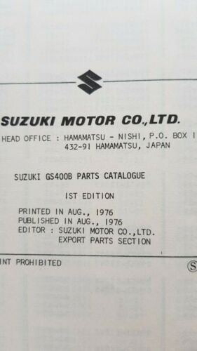 SUZUKI GS 400 B 1976 catalogo ricambi originale spare parts …