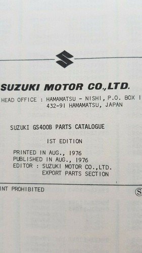 SUZUKI GS 400 B 1976 catalogo ricambi originale spare parts …
