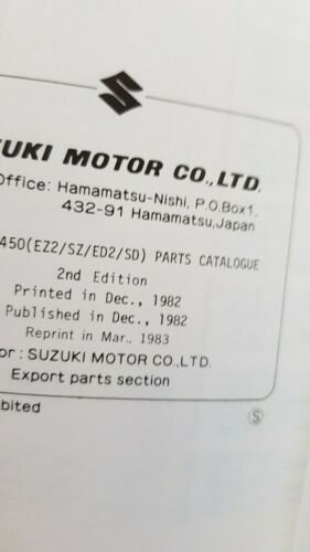 Suzuki GS 450 ED2 1982-83 catalogo ricambi originale moto parts …