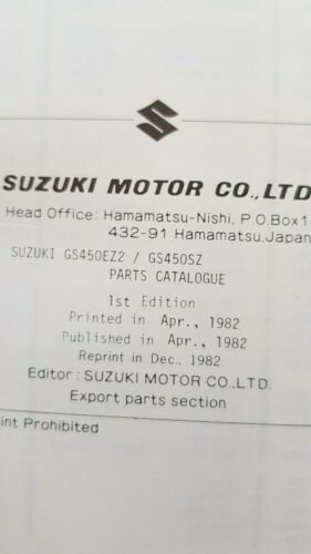Suzuki GS 450 EZ2-SZ 1982 catalogo ricambi originale moto parts …