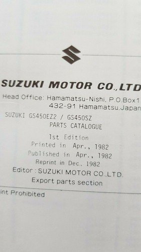 Suzuki GS 450 EZ2-SZ 1982 catalogo ricambi originale moto parts …